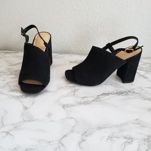 LC lauren Conrad Black Peep Toe Sandal Booties
